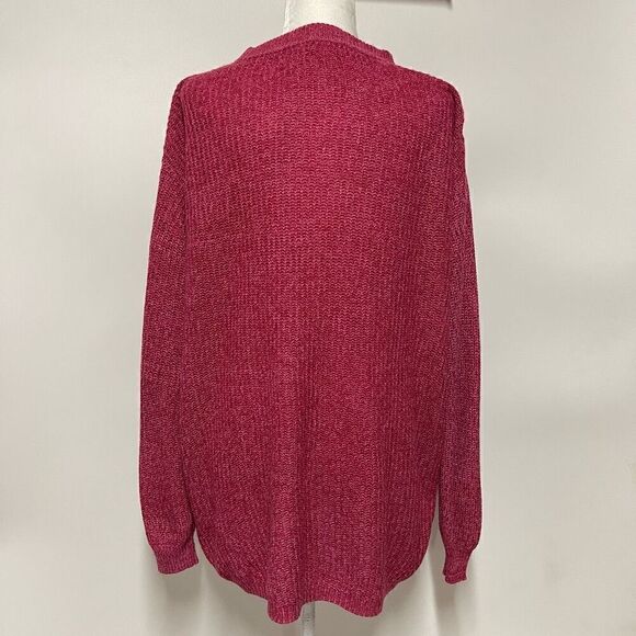 Sugar Lips Sonoma Oversized Openwork Fringe Sweater (Pink Red) - Medium - Picture 4 of 10